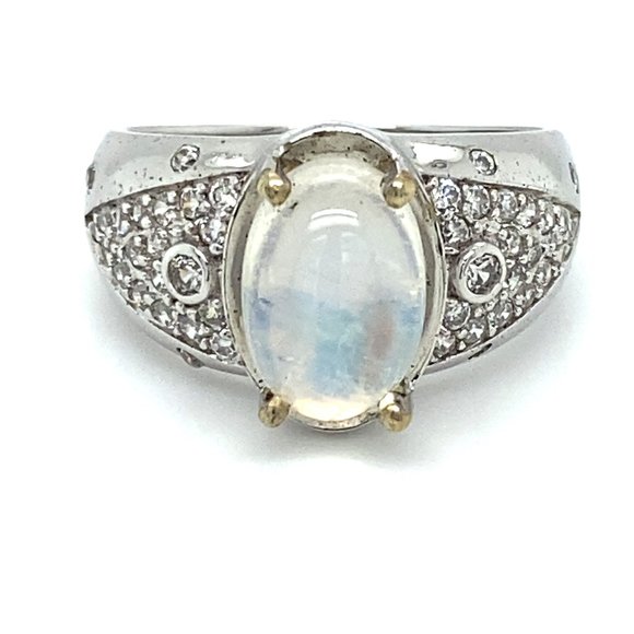 Moonstone 4.30ct Platinum Finish Solid Silver Ring